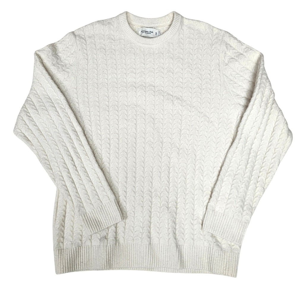 Soft A&F Oversized Cable Knit Sweater Cream Crewneck Old Money Preppy XL Tall